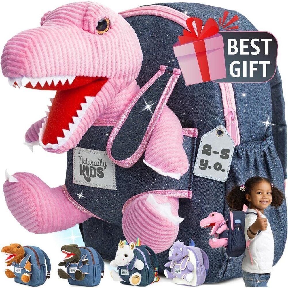 🆕 Girls Pink Stuffed Animal Toy Small Kids Dinosaur Toddler Backpack Gifts